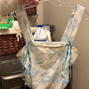 Floral Print Cream and Blue Top